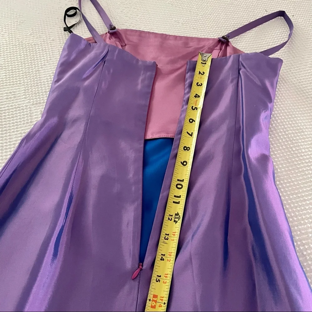 Gunne Sax Iridescent maxi dress slip party dress Lavender rhinestone Y2K - Picture 15 of 16